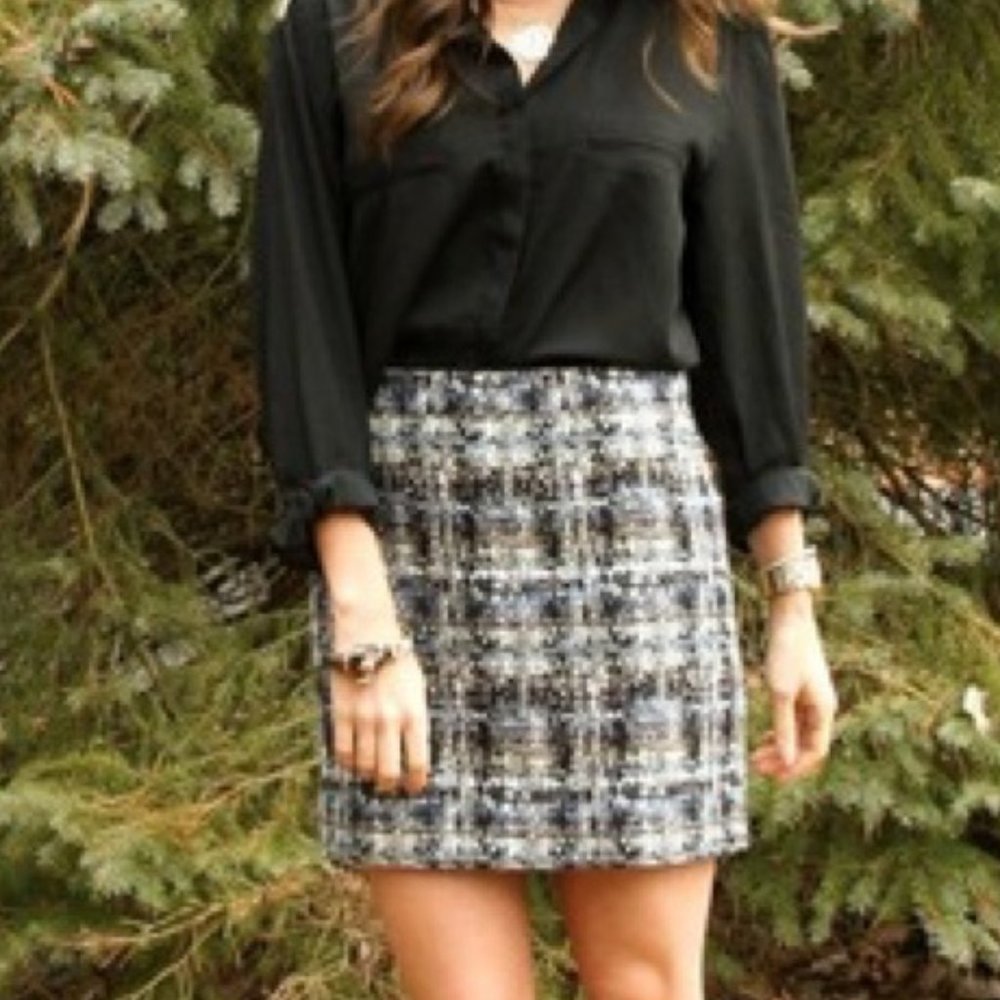 J Crew Gilded Tweed Silk Woven Mini Skirt